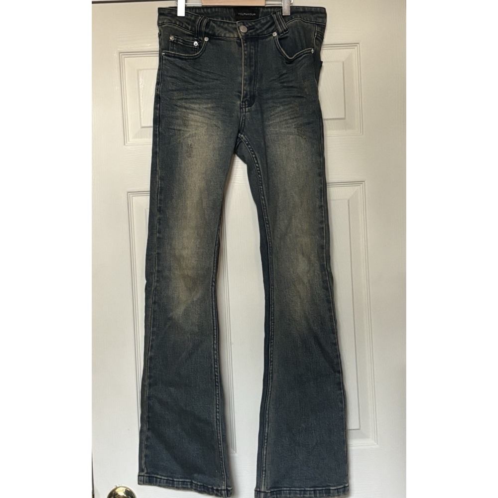 Four Four Men's Distressed Flared Jeans Size 30